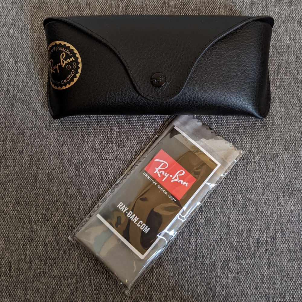 🆕 Ray-Ban Sunglasses Eyeglasses Black Shell Case Cleaning Cloth